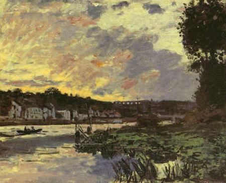Claude Monet Seine at Bougival in the Evening France oil painting art